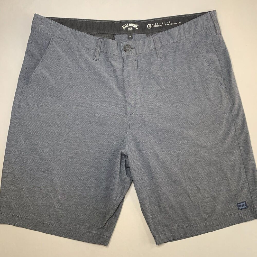 Billabong Shorts Men 38 Gray Quick Dry Stretch Chino Logo Preppy Surf Crossfire